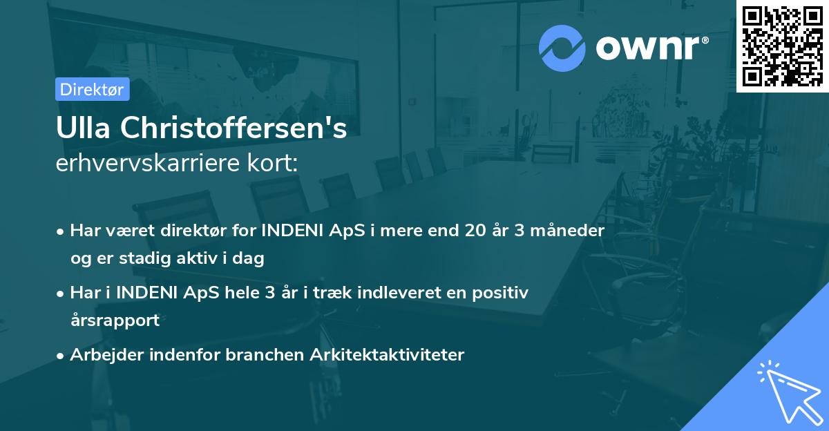 Ulla Christoffersen's erhvervskarriere kort