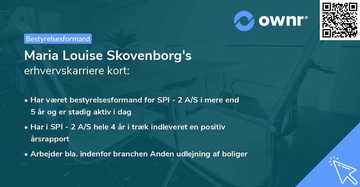 Maria Louise Skovenborg's erhvervskarriere kort