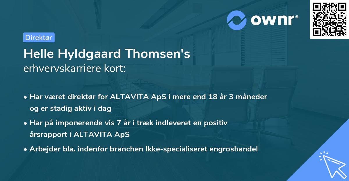 Helle Hyldgaard Thomsen's erhvervskarriere kort