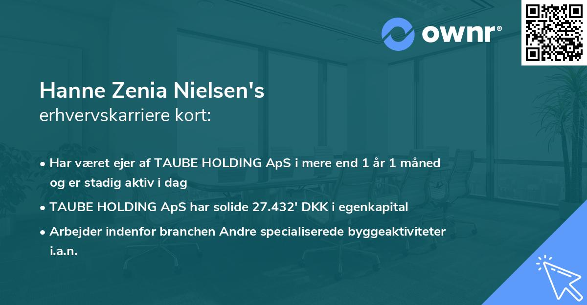Hanne Zenia Nielsen's erhvervskarriere kort