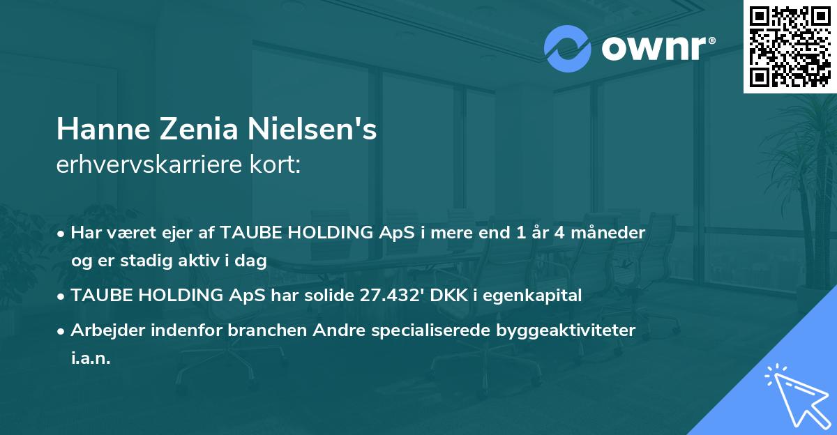 Hanne Zenia Nielsen's erhvervskarriere kort