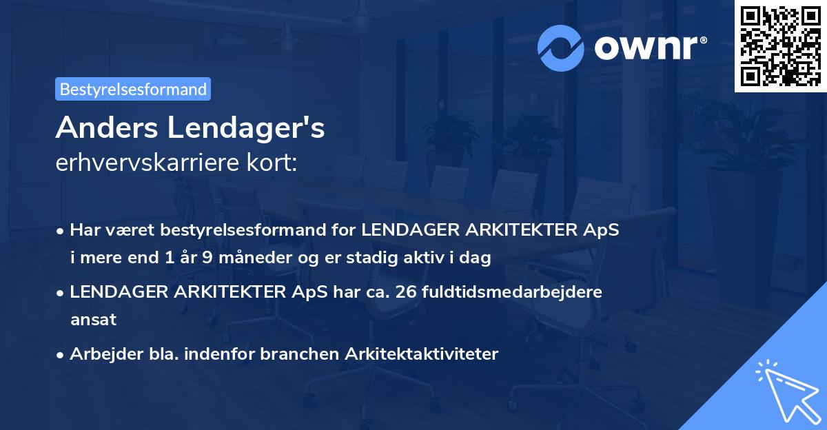 Anders Lendager's erhvervskarriere kort