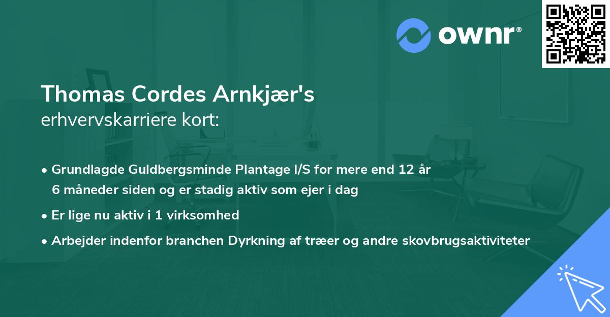 Thomas Cordes Arnkjær's erhvervskarriere kort