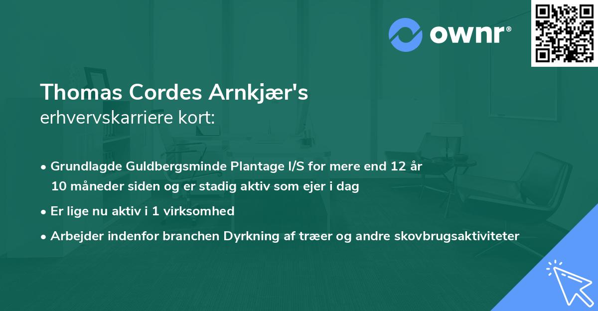 Thomas Cordes Arnkjær's erhvervskarriere kort