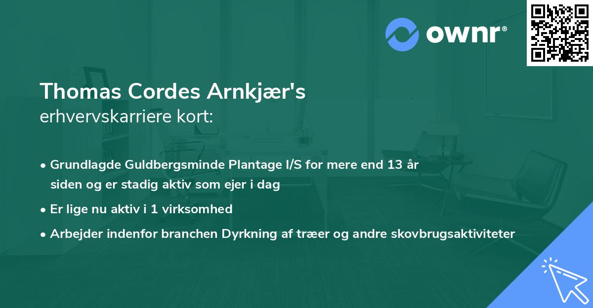 Thomas Cordes Arnkjær's erhvervskarriere kort