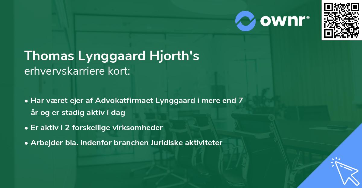 Thomas Lynggaard Hjorth's erhvervskarriere kort
