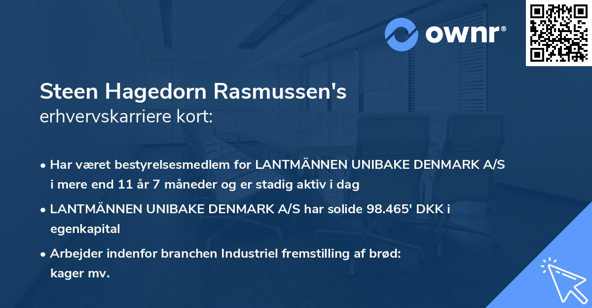 Steen Hagedorn Rasmussen's erhvervskarriere kort
