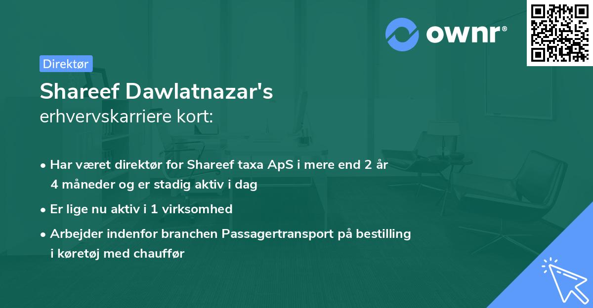 Shareef Dawlatnazar's erhvervskarriere kort