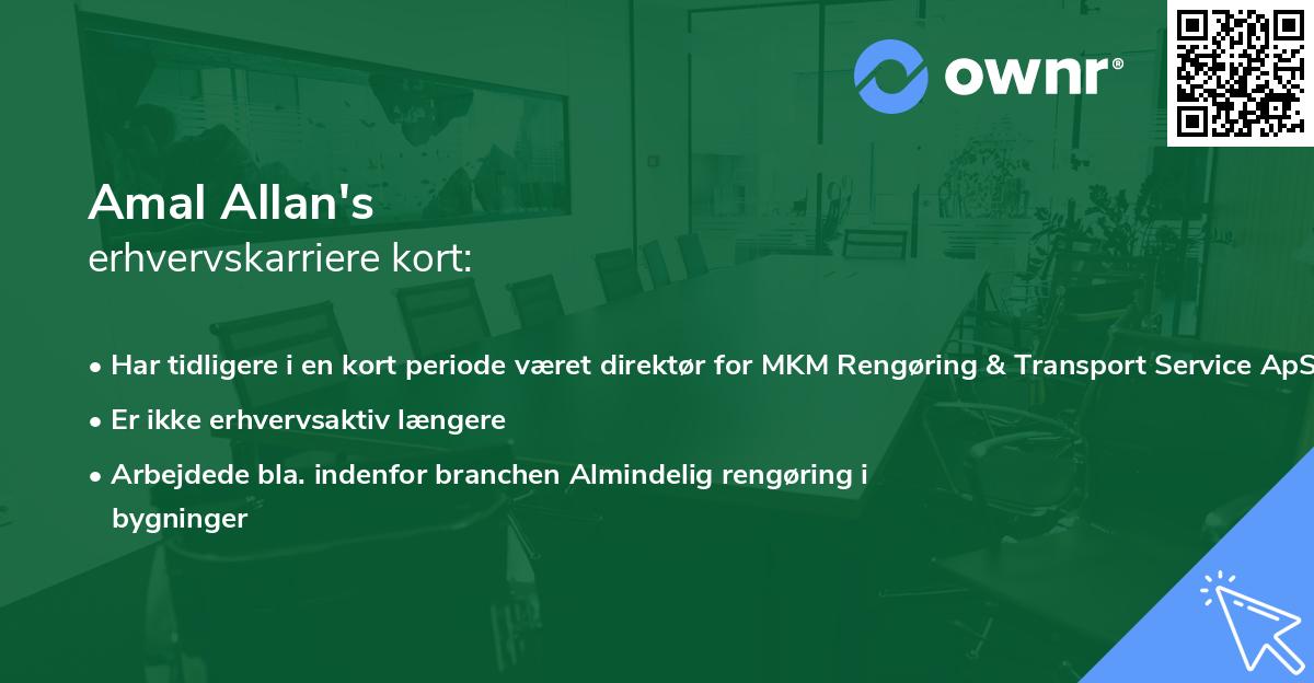 Amal Allan's erhvervskarriere kort