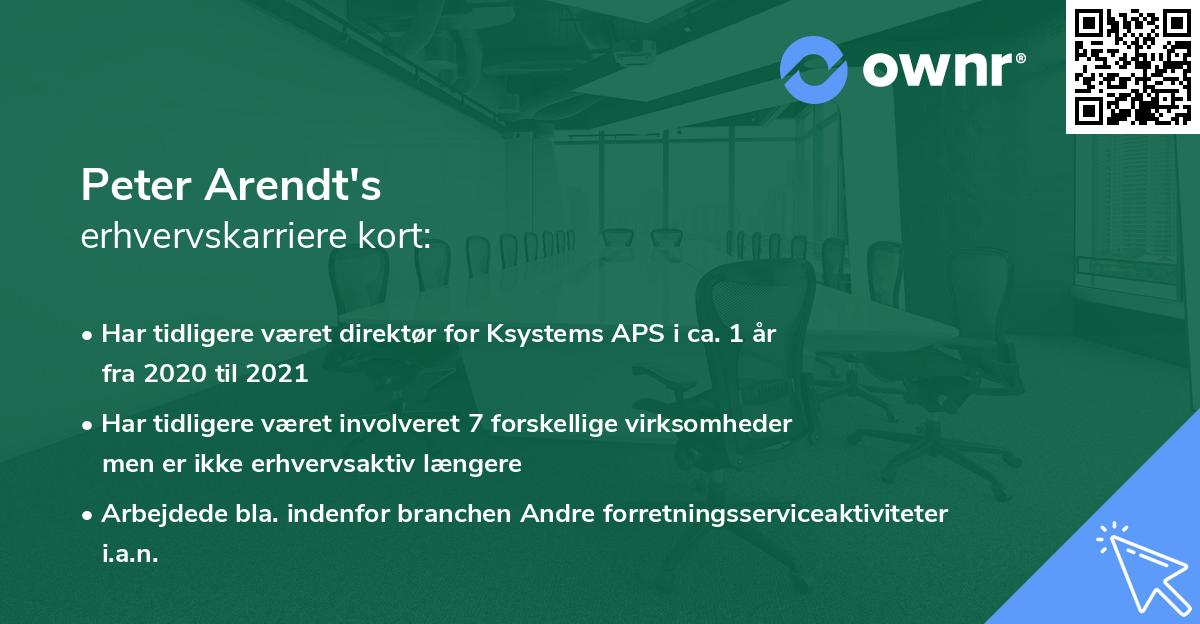 Peter Arendt's erhvervskarriere kort