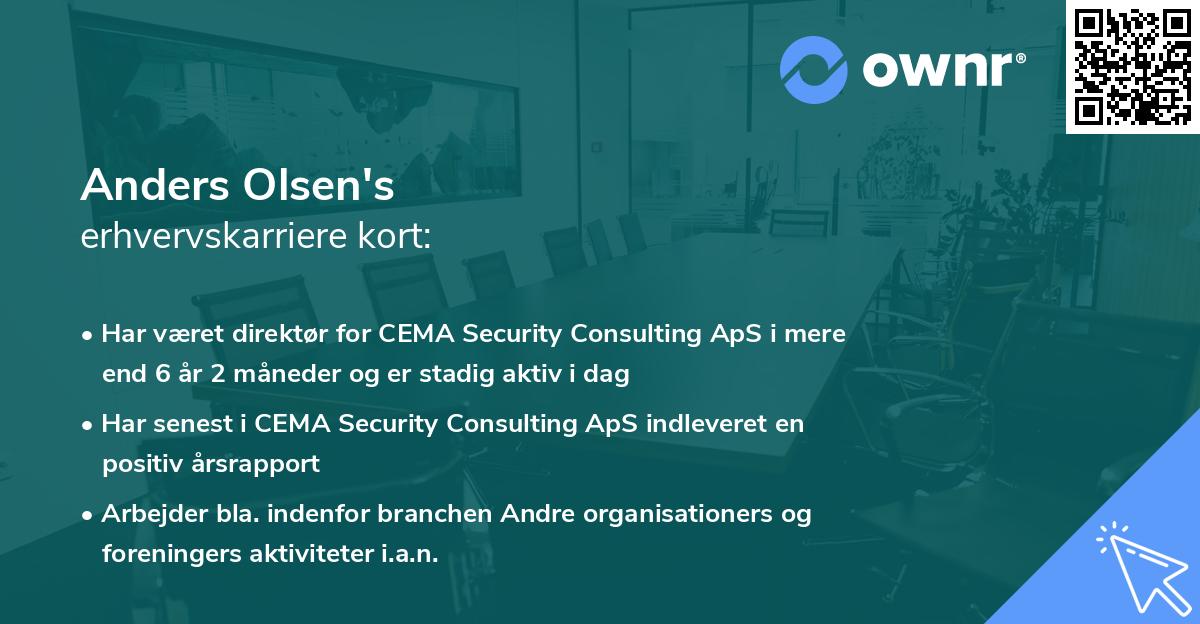 Anders Olsen's erhvervskarriere kort
