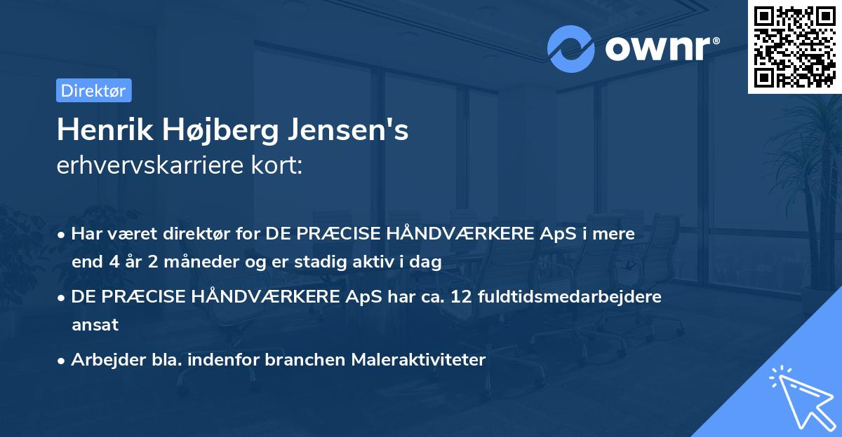 Henrik Højberg Jensen's erhvervskarriere kort