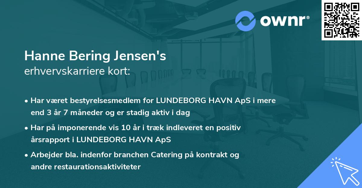 Hanne Bering Jensen's erhvervskarriere kort