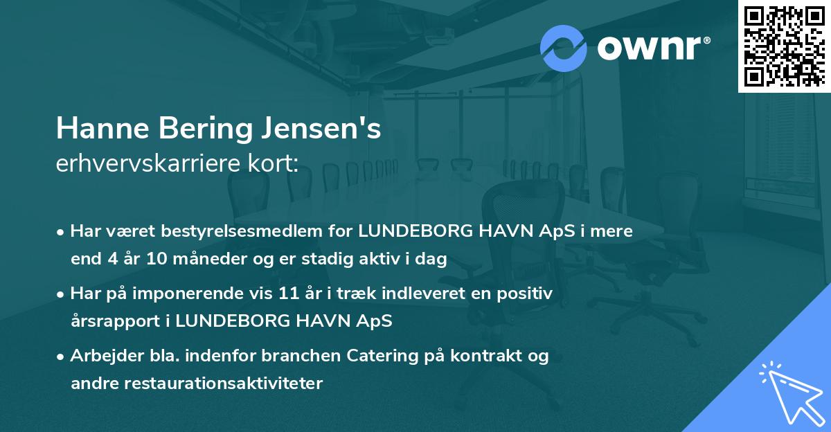 Hanne Bering Jensen's erhvervskarriere kort