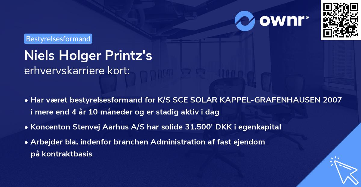 Niels Holger Printz's erhvervskarriere kort
