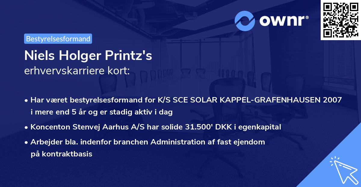 Niels Holger Printz's erhvervskarriere kort