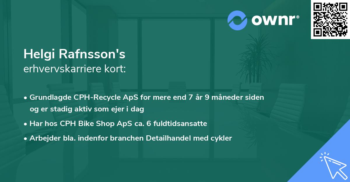 Helgi Rafnsson's erhvervskarriere kort