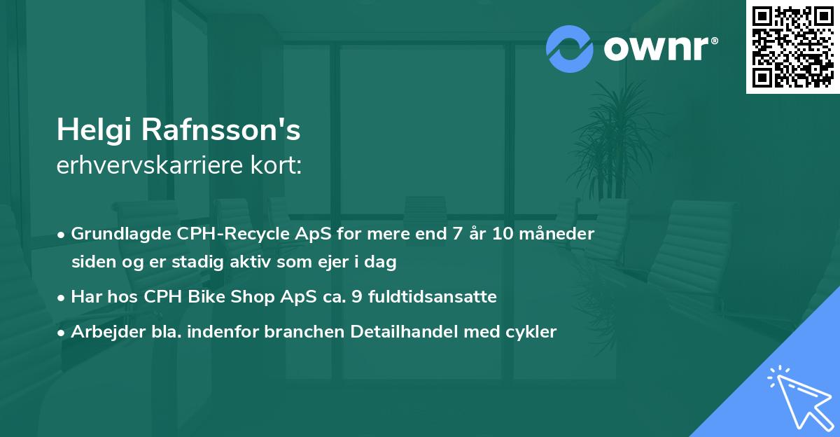 Helgi Rafnsson's erhvervskarriere kort