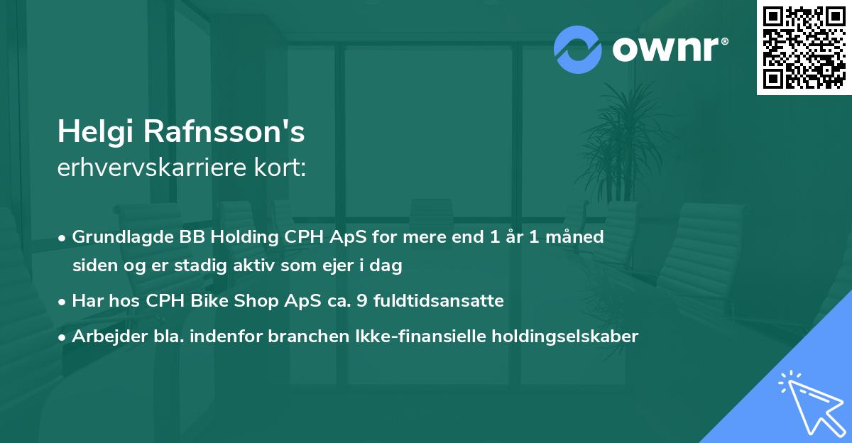 Helgi Rafnsson's erhvervskarriere kort