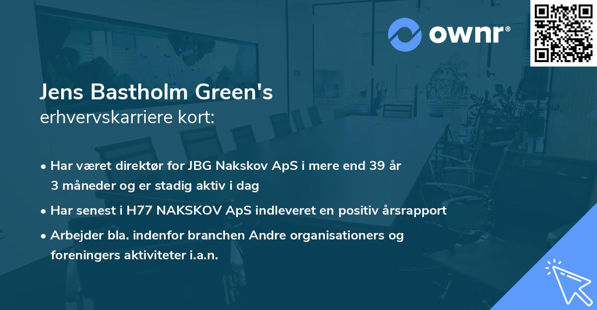 Jens Bastholm Green's erhvervskarriere kort