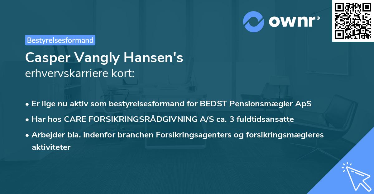 Casper Vangly Hansen's erhvervskarriere kort