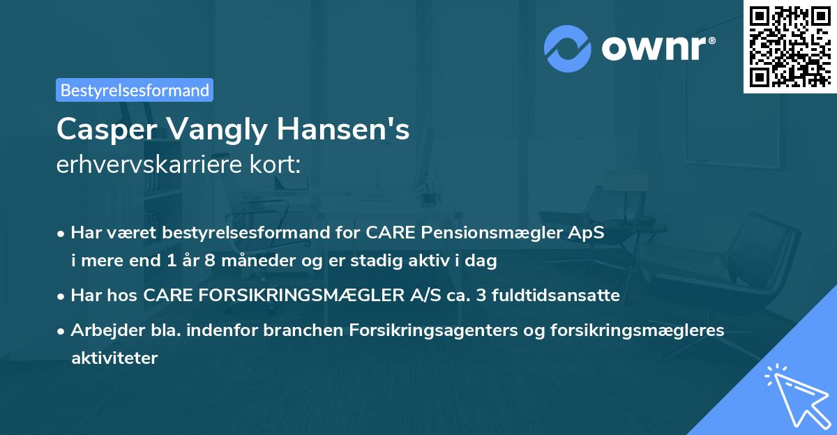 Casper Vangly Hansen's erhvervskarriere kort