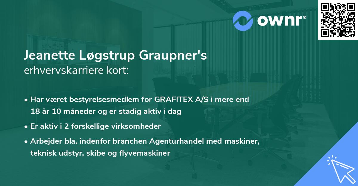 Jeanette Løgstrup Graupner's erhvervskarriere kort