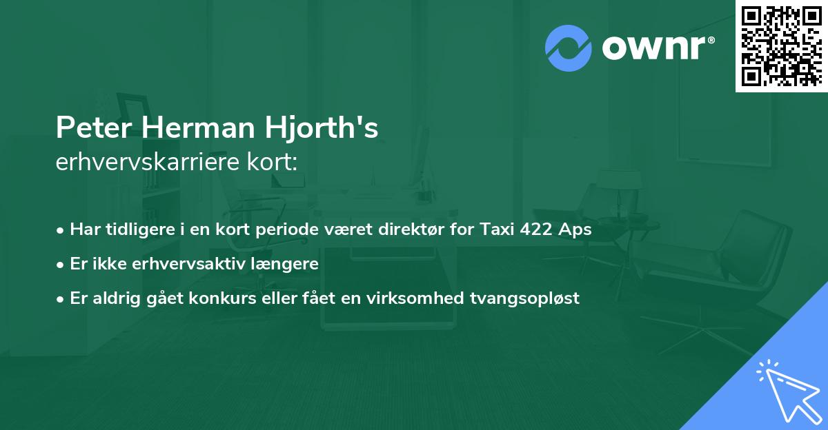 Peter Herman Hjorth's erhvervskarriere kort