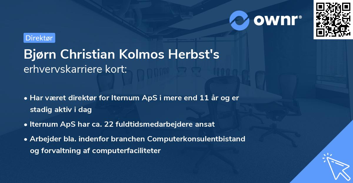 Bjørn Christian Kolmos Herbst's erhvervskarriere kort