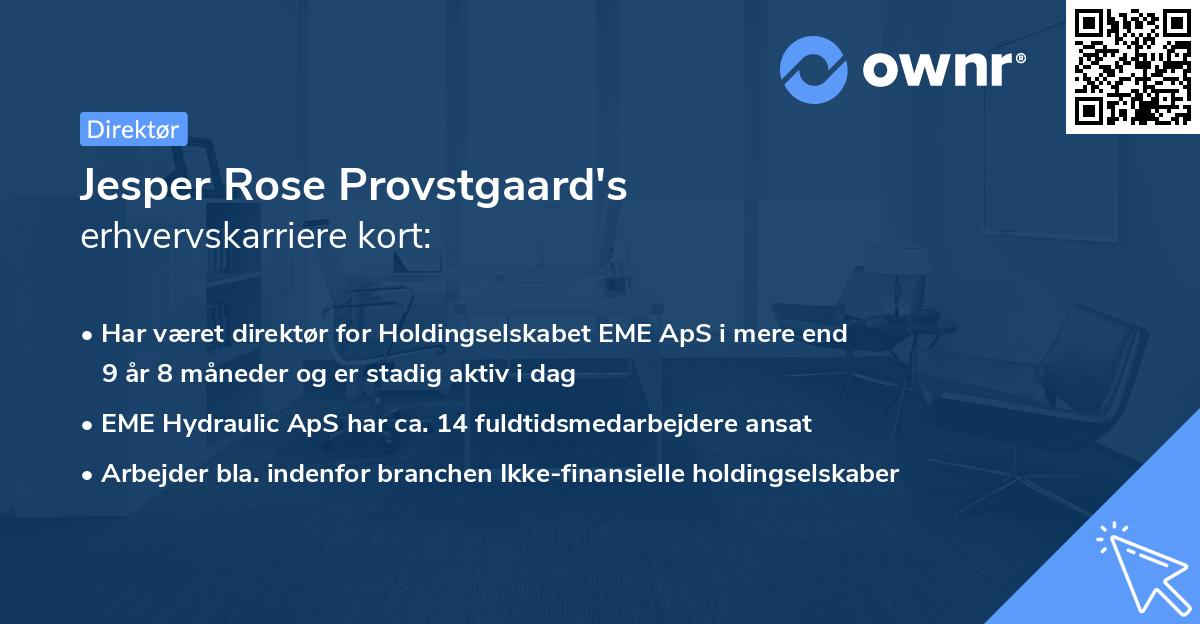 Jesper Rose Provstgaard's erhvervskarriere kort