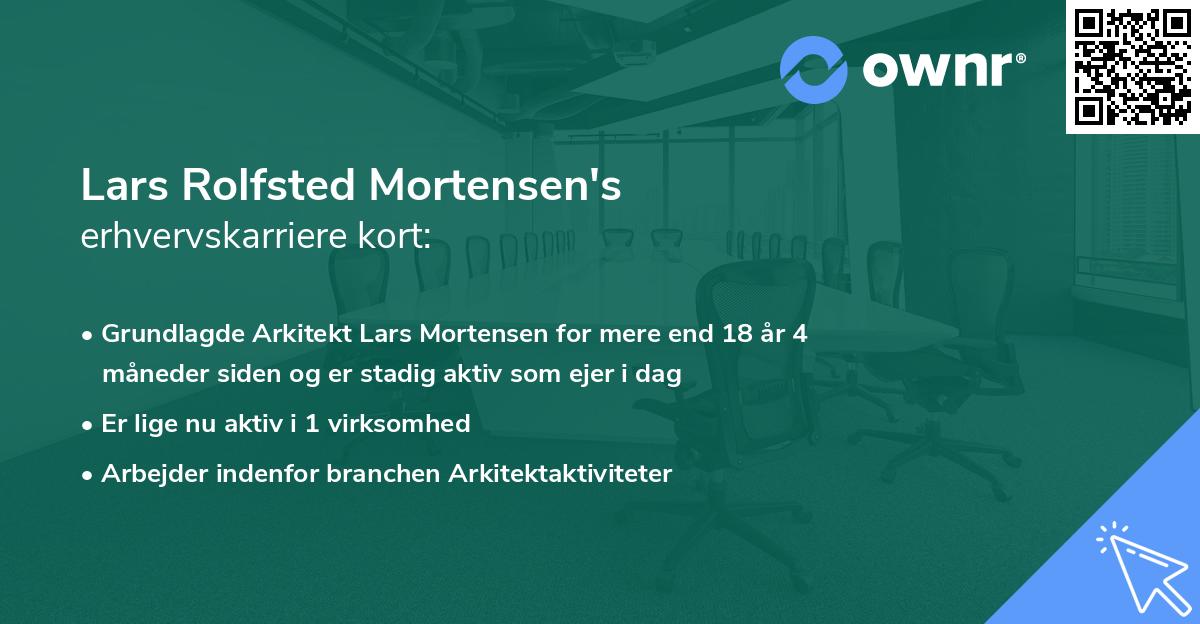 Lars Rolfsted Mortensen's erhvervskarriere kort