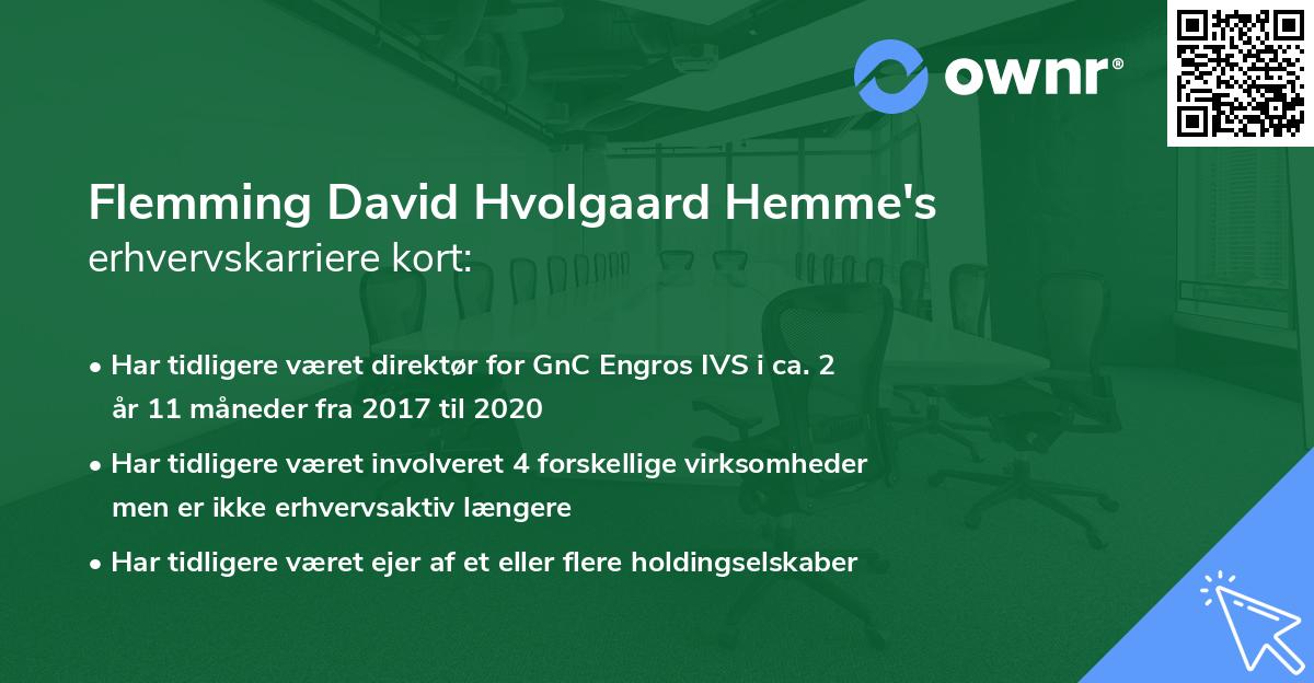 Flemming David Hvolgaard Hemme's erhvervskarriere kort