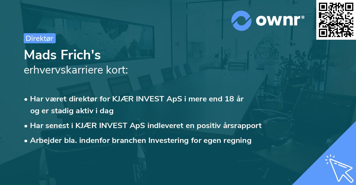 Mads Frich's erhvervskarriere kort