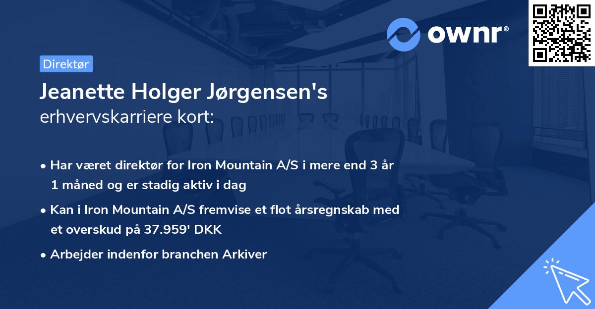 Jeanette Holger Jørgensen's erhvervskarriere kort