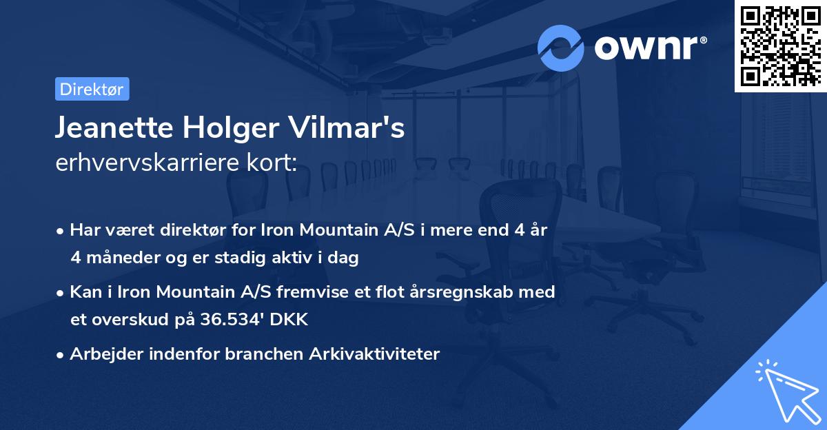 Jeanette Holger Vilmar's erhvervskarriere kort