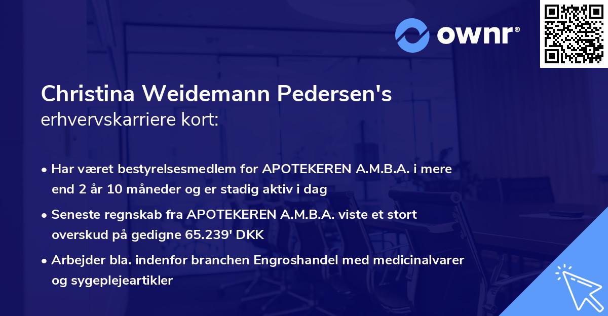 Christina Weidemann Pedersen's erhvervskarriere kort