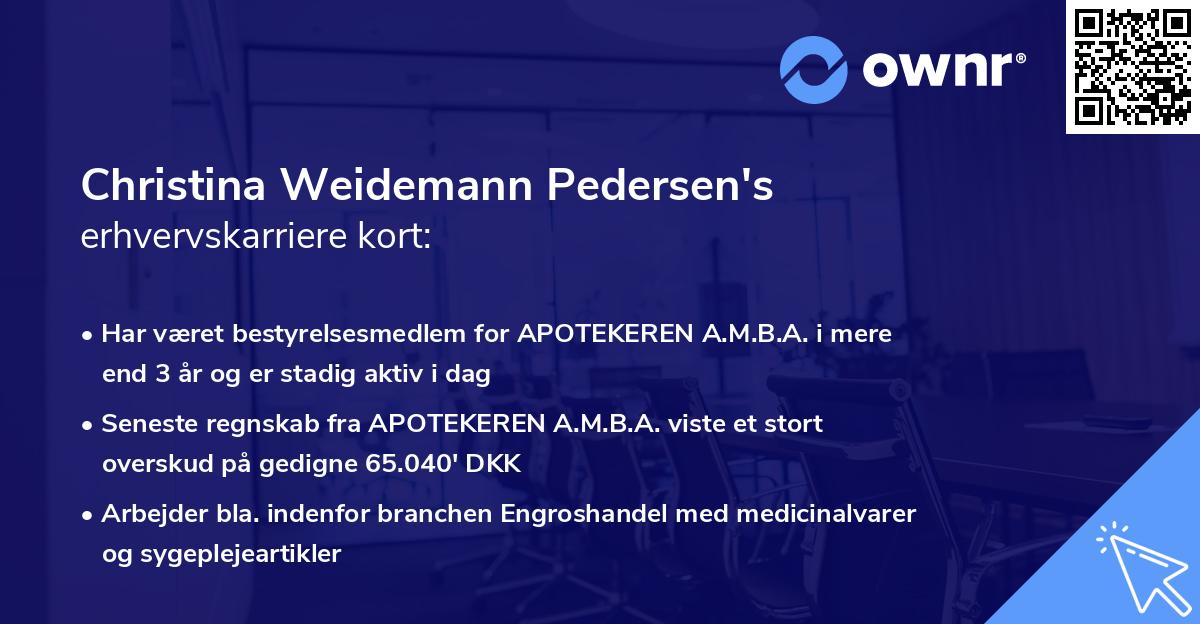 Christina Weidemann Pedersen's erhvervskarriere kort