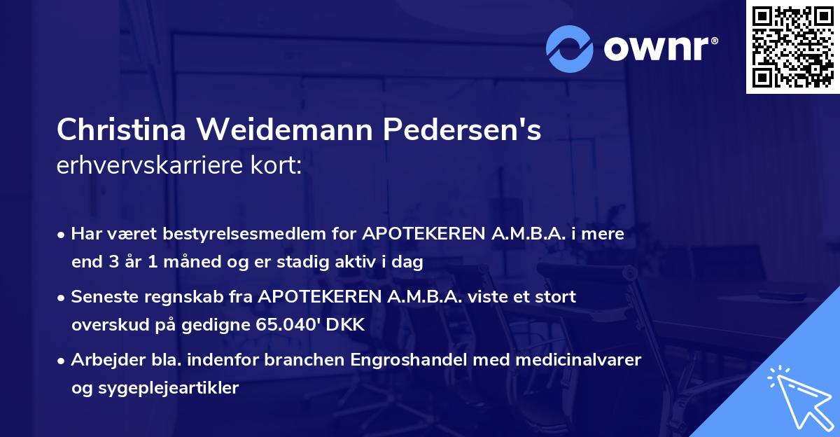 Christina Weidemann Pedersen's erhvervskarriere kort
