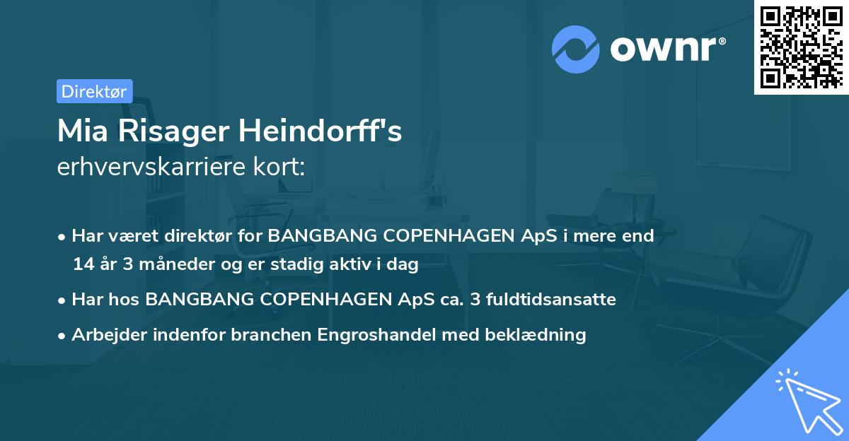 Mia Risager Heindorff's erhvervskarriere kort