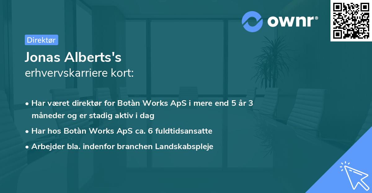 Jonas Alberts's erhvervskarriere kort