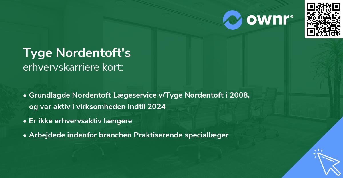 Tyge Nordentoft's erhvervskarriere kort