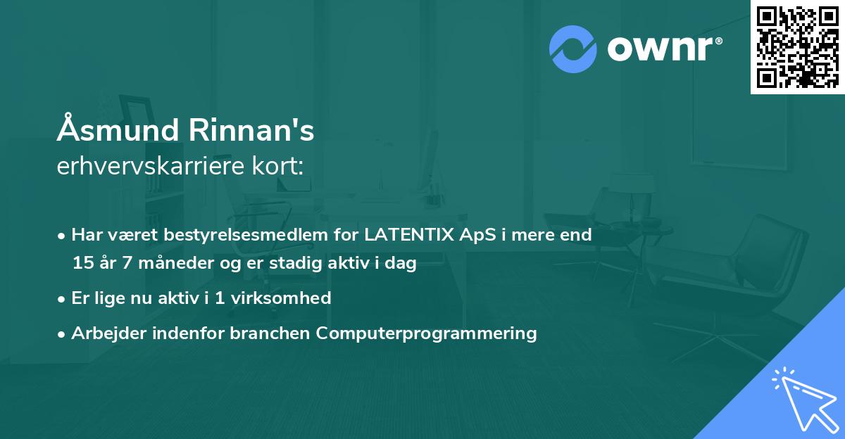 Åsmund Rinnan's erhvervskarriere kort