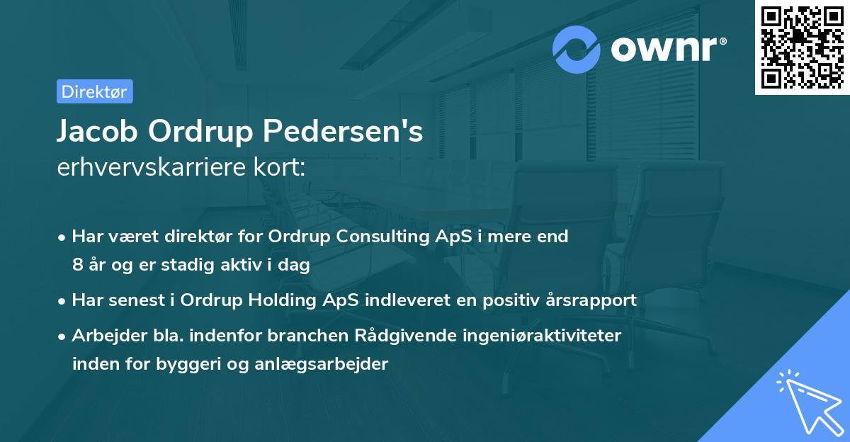 Jacob Ordrup Pedersen's erhvervskarriere kort