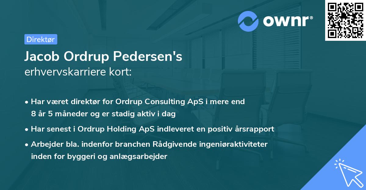 Jacob Ordrup Pedersen's erhvervskarriere kort