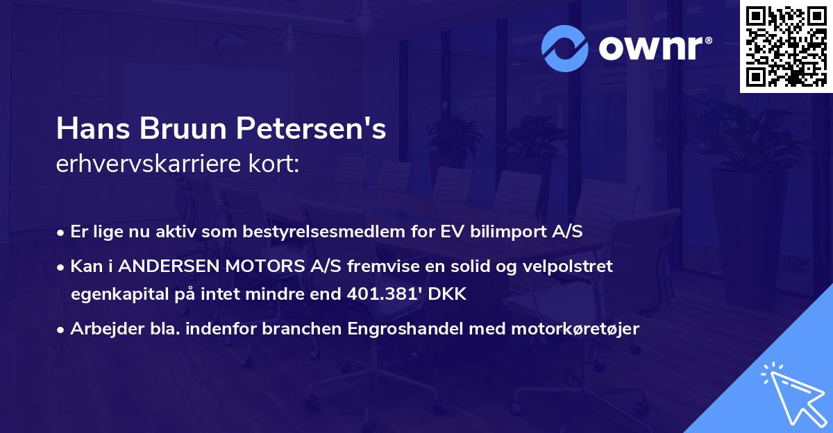Hans Bruun Petersen's erhvervskarriere kort