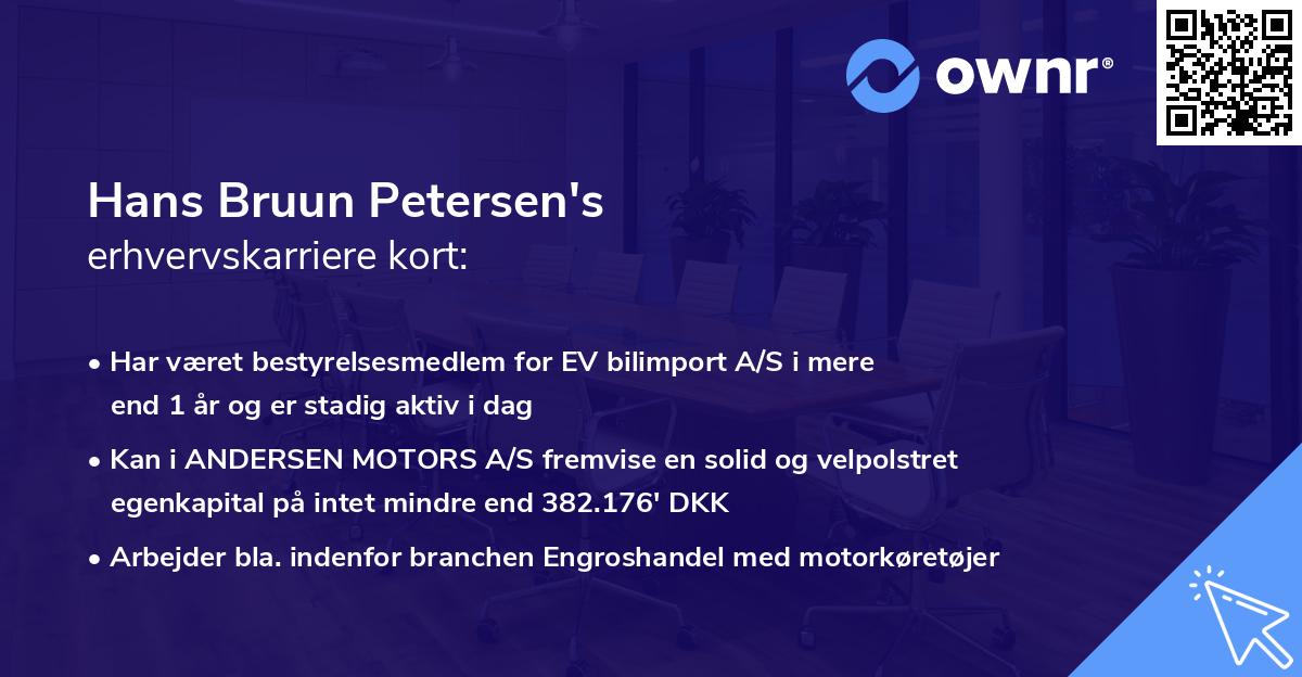 Hans Bruun Petersen's erhvervskarriere kort