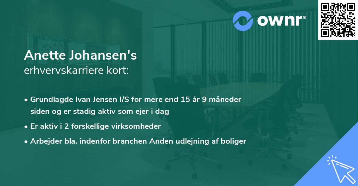 Anette Johansen's erhvervskarriere kort