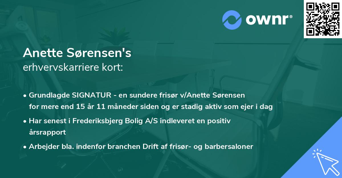 Anette Sørensen's erhvervskarriere kort