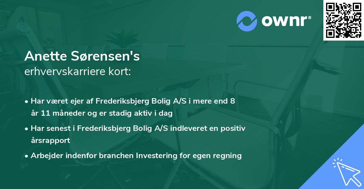 Anette Sørensen's erhvervskarriere kort