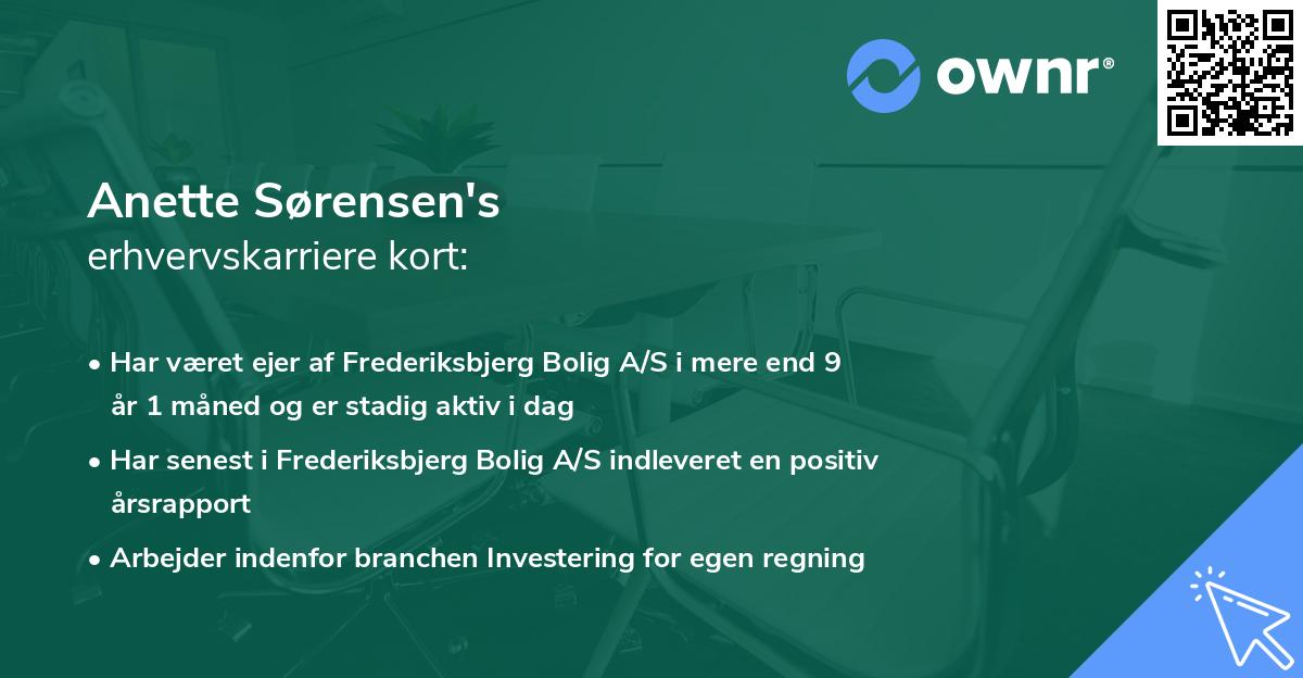 Anette Sørensen's erhvervskarriere kort